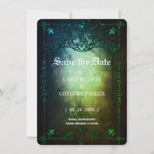 Reserva La Fecha Enmarcado de óxido Verde azulado gótico Elgant Sav