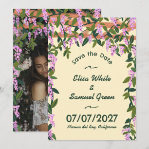 Reserva La Fecha Enredaderas de Wisteria Floral Foto Personalizada 