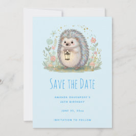 Reserva La Fecha Erizo Adorable con Luciérnaga Save The Date