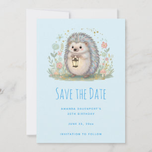 Reserva La Fecha Erizo Adorable con Luciérnaga Save The Date