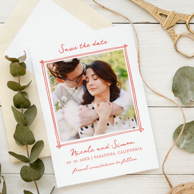 Reserva La Fecha Esbozo Mano caprichosa dibujó Boda de fotos cuadra (Subido por el creador)