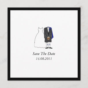 Reserva La Fecha Escocés Kilt Bride & Groom Blue Save the Date
