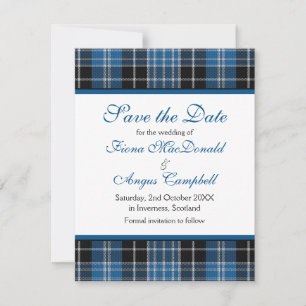 Reserva La Fecha Escocesa Clark Tartan Wedding Save the Date Card