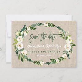 Reserva La Fecha Escritura De Manera Floral Blanca De Acuarela Guar