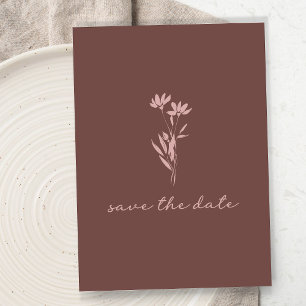 Reserva La Fecha Escritura floral minimalista Foto de Rustic Brown