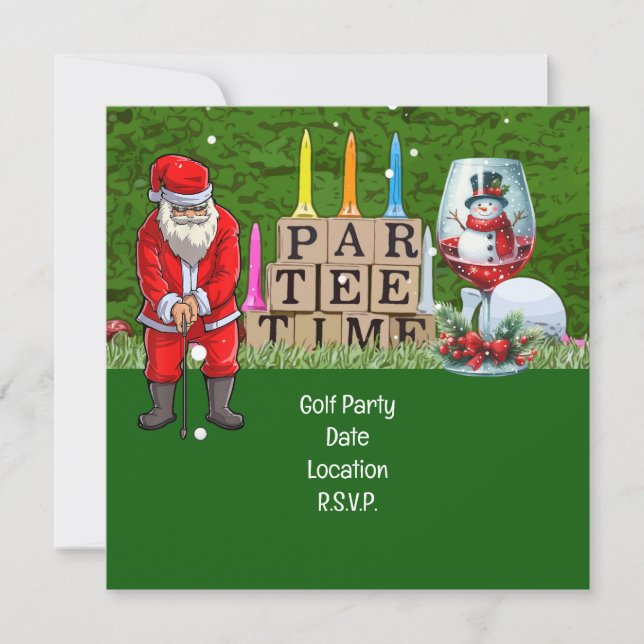 Reserva La Fecha Escuadrón de Navidades del fiesta del Golf Par Tee (Anverso)