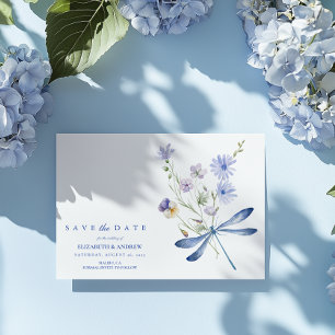 Reserva La Fecha Escudo azul turbio Boda floral