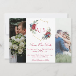 Reserva La Fecha Escudo floral botánico 3 Collage de fotos Monogram