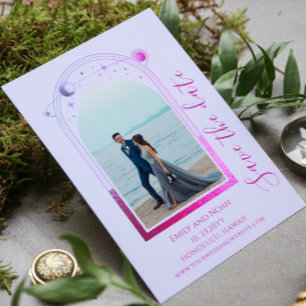 Reserva La Fecha Espacio de estrellas de luna de sol rosa de lavand