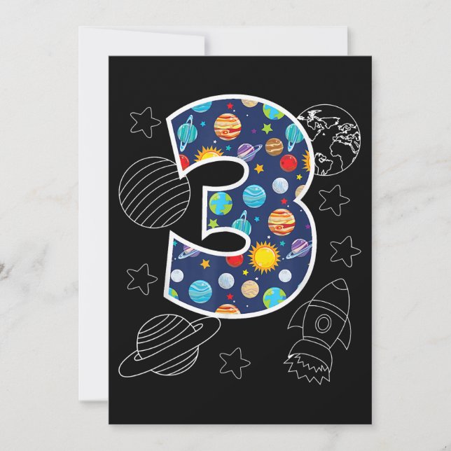 Reserva La Fecha Espacio Ultraterrestre 3 años Fiesta de tercer cum (Anverso)