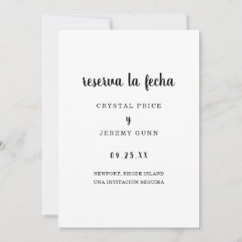 Reserva la fecha Español blanco y negro simple