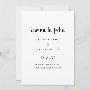 Reserva la fecha Español blanco y negro simple
