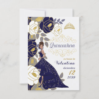 Reserva La Fecha Español salva la fecha azul quinceañera sin foto