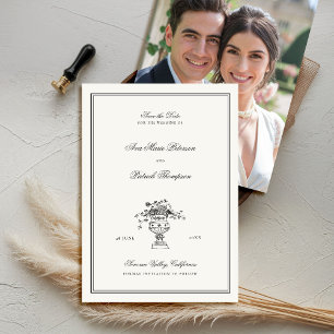 Reserva La Fecha Estate Floral Elegante Boda de fotografía de marco