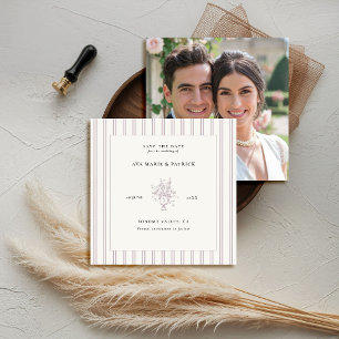 Reserva La Fecha Estate Lavender Stripes Floral Vase Photo Boda