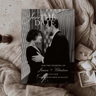 Reserva La Fecha Estética de dinero antiguo, boda de foto simple mo