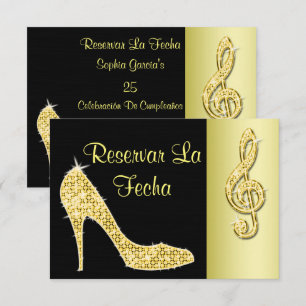 Reserva La Fecha Estilete Dorado Y Clave De Sol 25th