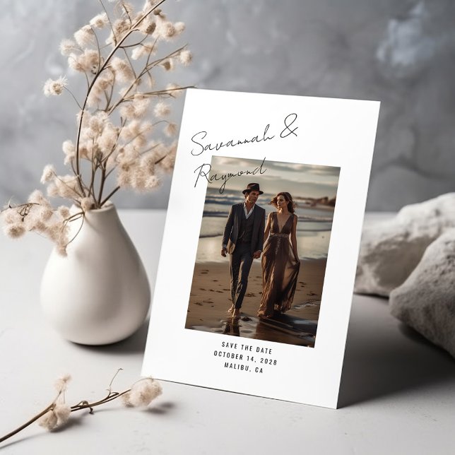 Reserva La Fecha Estilo de firma de escritura moderna Foto boda (Subido por el creador)