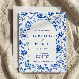 Reserva La Fecha Estilo floral azul delsoftware estilo arco vintage