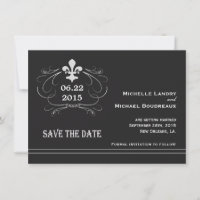 Estilo Retro Elegante Fleur de Lis Salvar la Fecha