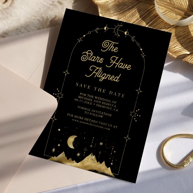 Reserva La Fecha Estrellas Celestiales Bodas de Oro Luna Creciente (Subido por el creador)