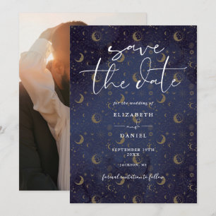 Reserva La Fecha Estrellas Celestiales Místicas Y Foto De Luna Boda