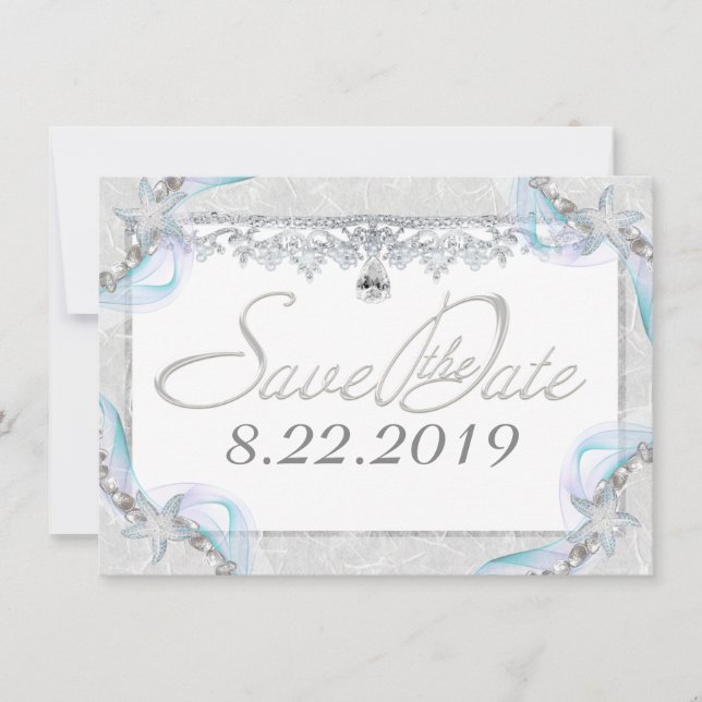 Reserva La Fecha Estrellas de Mar y Diamantes Guardar la Fecha (Anverso)