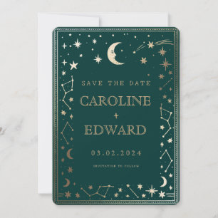 Reserva La Fecha Estrellas Doradas Luna Celestial Código Qr Salva l