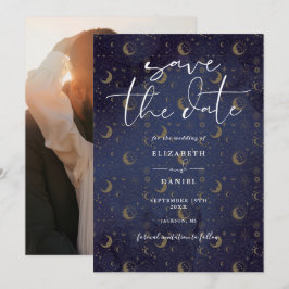 Reserva La Fecha Estrellas Místicas Celestiales Y Foto De Luna Boda