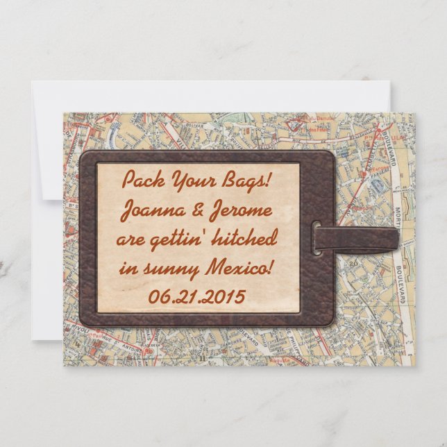 Reserva La Fecha Etiqueta de Equipaje Save The Date (Anverso)