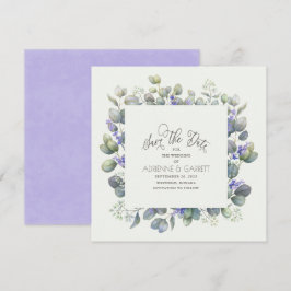 Reserva La Fecha Eucalipto Con Boda Cuadrado De Flores De Lavanda