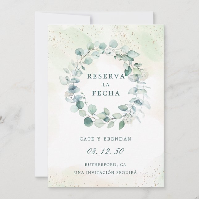 Reserva La Fecha Eucalipto Greenery España (Anverso)