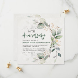 Reserva La Fecha Eucalipto Verde Oro 50 aniversario Boda