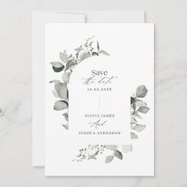 Reserva La Fecha Eucalyptus boda botánico elegante foto simple