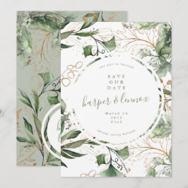Reserva La Fecha Eucalyptus Boho Golden Fall Moderno Pampas Círculo