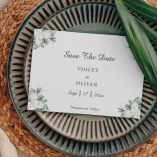 Reserva La Fecha Eucalyptus Cotton Boda blanco moderno