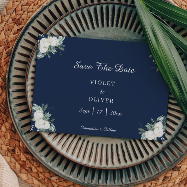 Reserva La Fecha Eucalyptus Cotton | Boda moderno de la Marina (Subido por el creador)