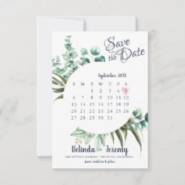 Reserva La Fecha Eucalyptus De Verdor Rústico Guardar El Calendario