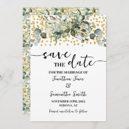 Reserva La Fecha Eucalyptus Gold Save the Date Boda