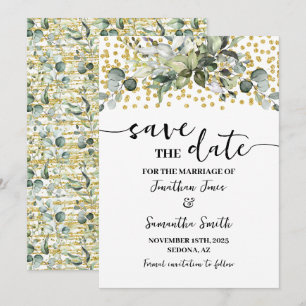 Reserva La Fecha Eucalyptus Gold Save the Date Boda