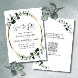Reserva La Fecha Eucalyptus Greenery Gold Metallic Save the Date