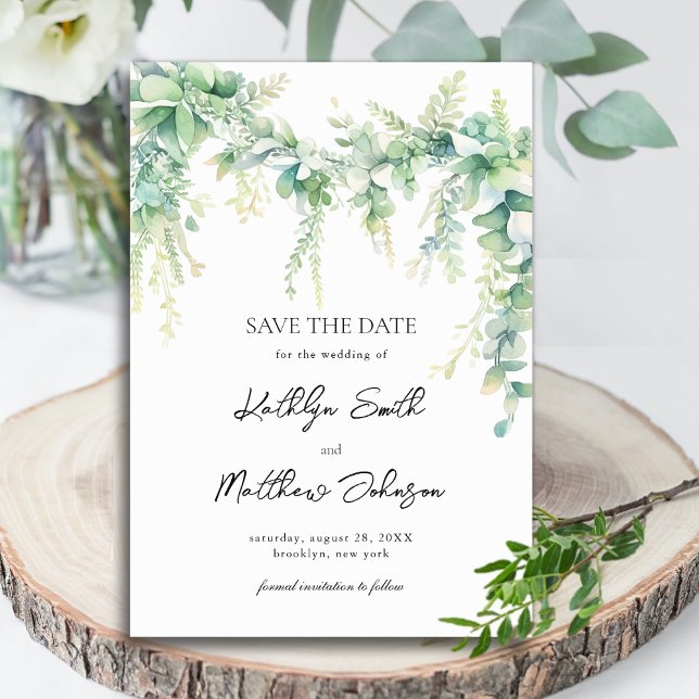 Reserva La Fecha Eucalyptus Greenery Script Modern Garden Wedding (Subido por el creador)