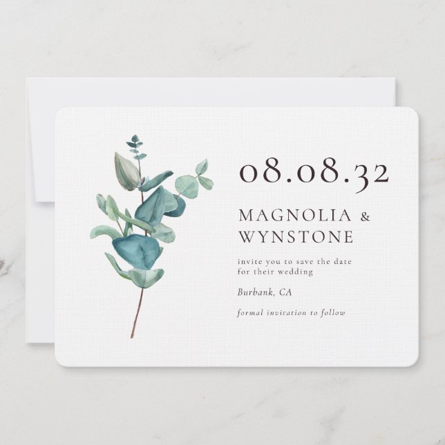 Reserva La Fecha Eucalyptus Luxury Linen Boda (Anverso)