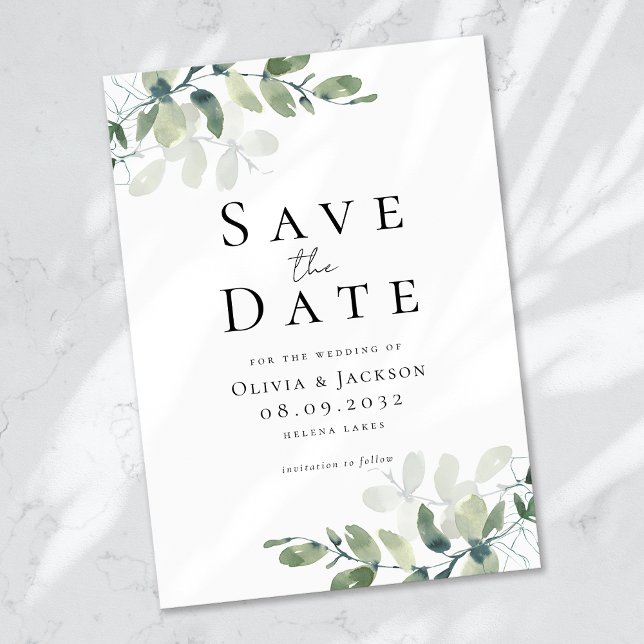 Reserva La Fecha Eucalyptus moderno Boda de tipografía (Subido por el creador)