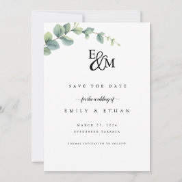 Reserva La Fecha Eucalyptus Rustic Greenery Boda