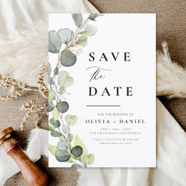 Reserva La Fecha Eucalyptus Rustic Save the Date Greenery