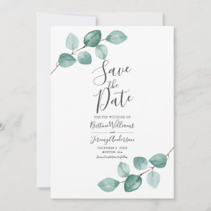Reserva La Fecha Eucalyptus Watercolor Gold Script Boda S