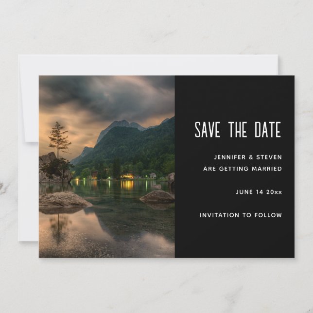 Reserva La Fecha Evening Mountain Lake Photograph - Boda (Anverso)