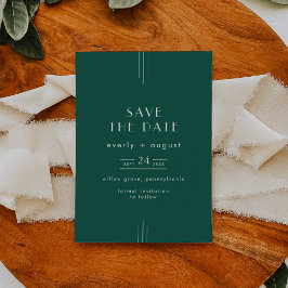 Reserva La Fecha EVERLY Jewel Tone Art Deco Emerald Green Wedding
