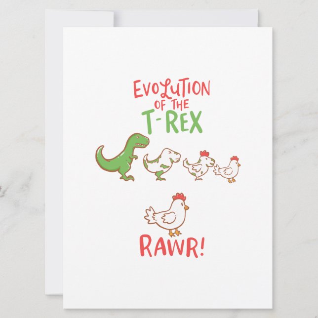 Reserva La Fecha ¡Evolución De T-Rex RAWR! Dino Chicken divertido (Anverso)
